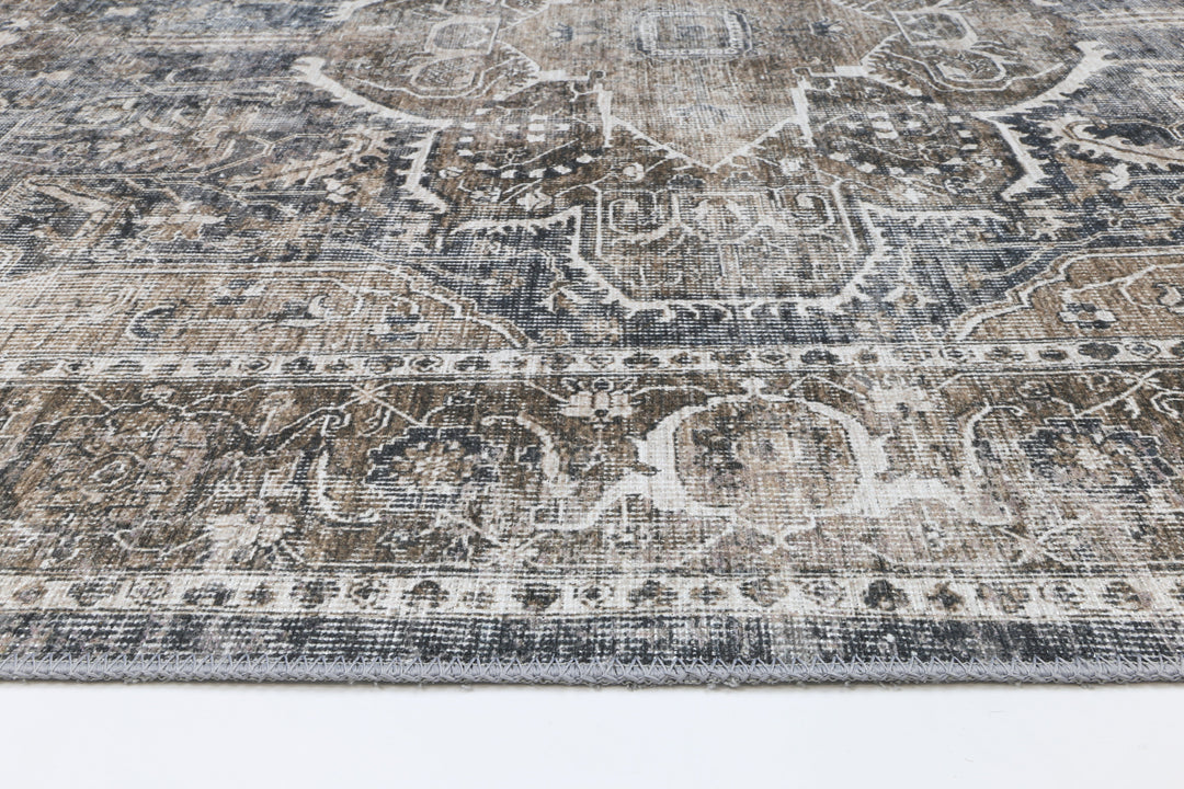Distressed Vintage Kendra Ash Washable Rug - VITAL 3206-04