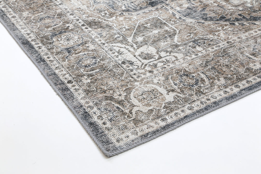Distressed Vintage Kendra Ash Washable Rug - VITAL 3206-04