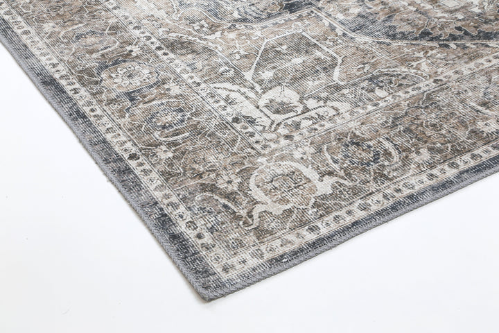 Distressed Vintage Kendra Ash Washable Rug - VITAL 3206-04