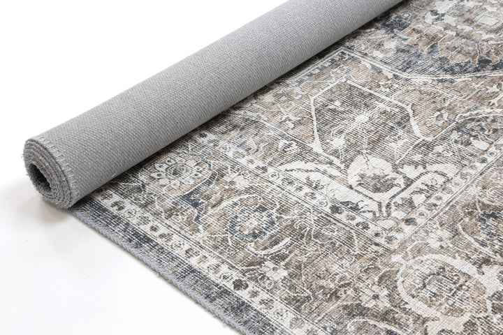 Distressed Vintage Kendra Ash Washable Rug - VITAL 3206-04