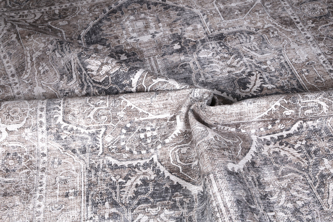 Distressed Vintage Kendra Ash Washable Rug - VITAL 3206-04