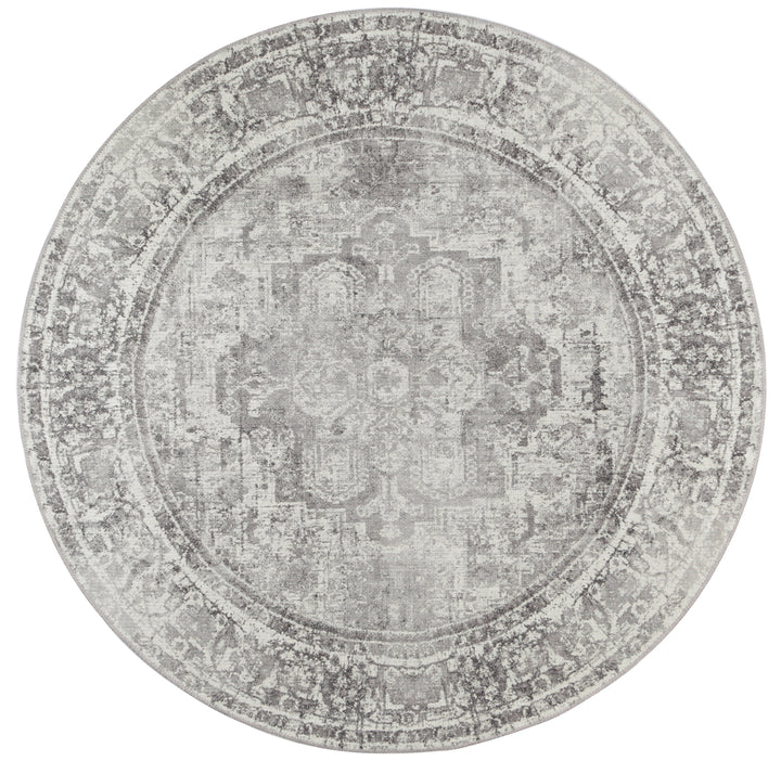 Distressed Vintage Chilaz Grey Round Rug - VITAL 2085-04