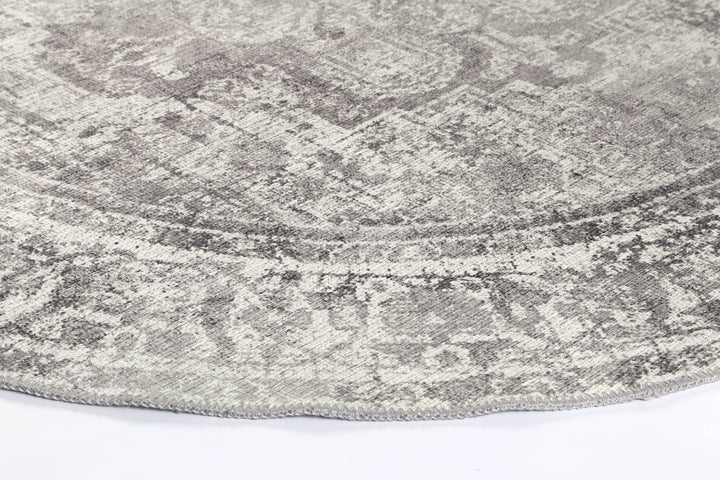 Distressed Vintage Chilaz Grey Round Rug - VITAL 2085-04