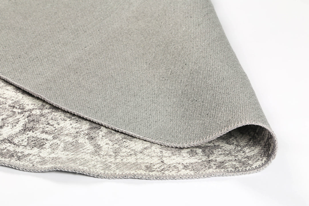 Distressed Vintage Chilaz Grey Round Rug - VITAL 2085-04