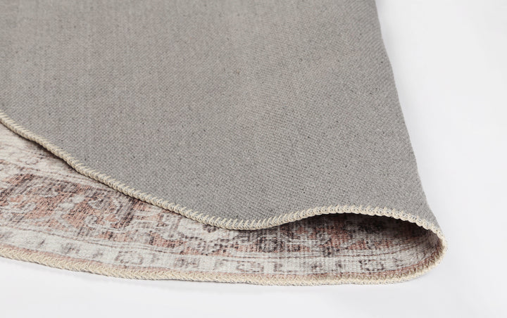 Distressed Vintage Cezanne Blush Washable Round Rug - VITAL 3082-11