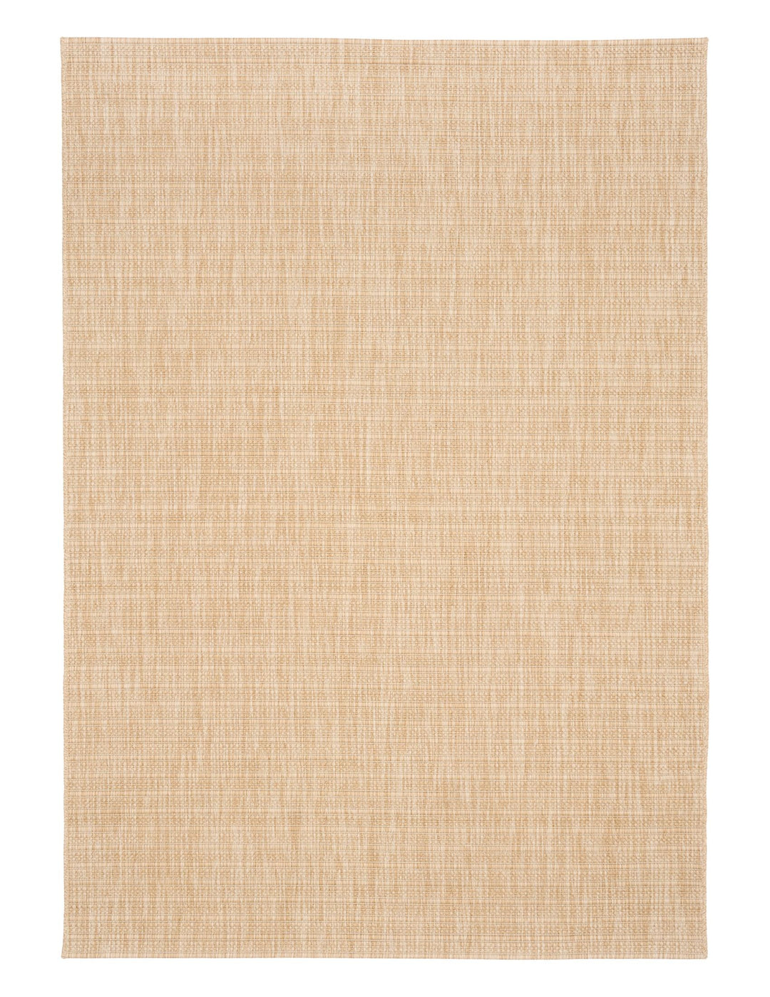 Full view of ivory flat-woven rug with basketweave texture, squared corners, and no border
