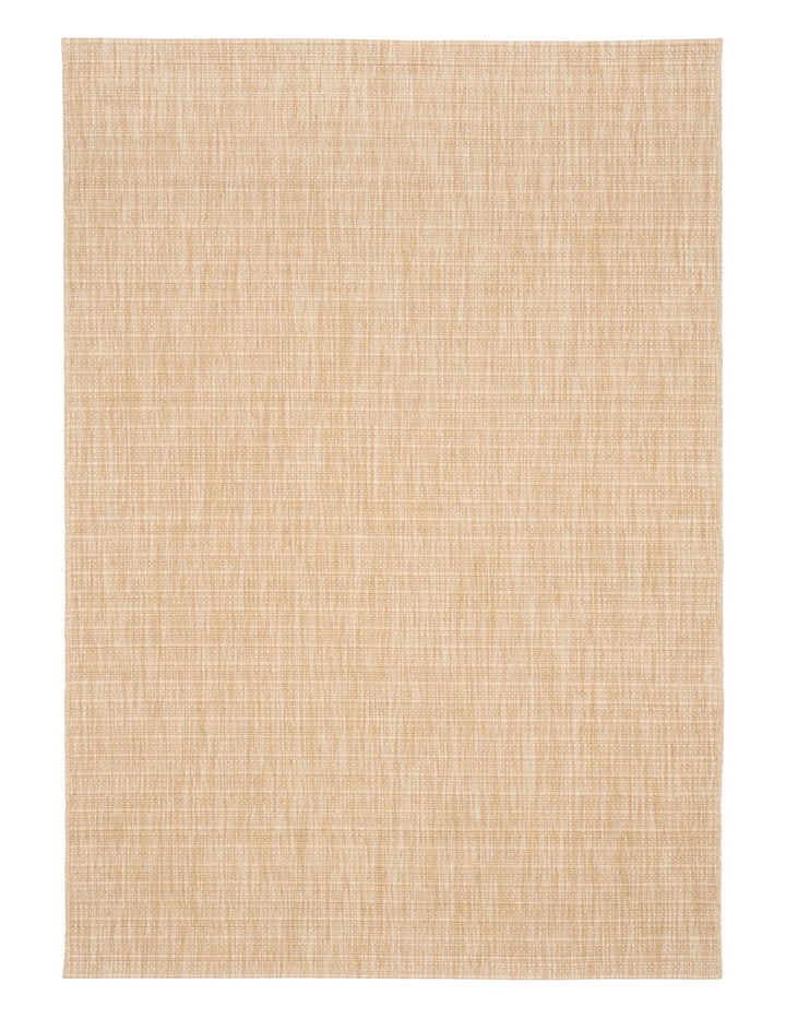 Full view of ivory flat-woven rug with basketweave texture, squared corners, and no border