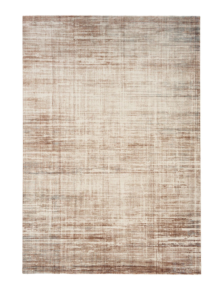 Close-up of a brown and cream rug showing detailed texture.