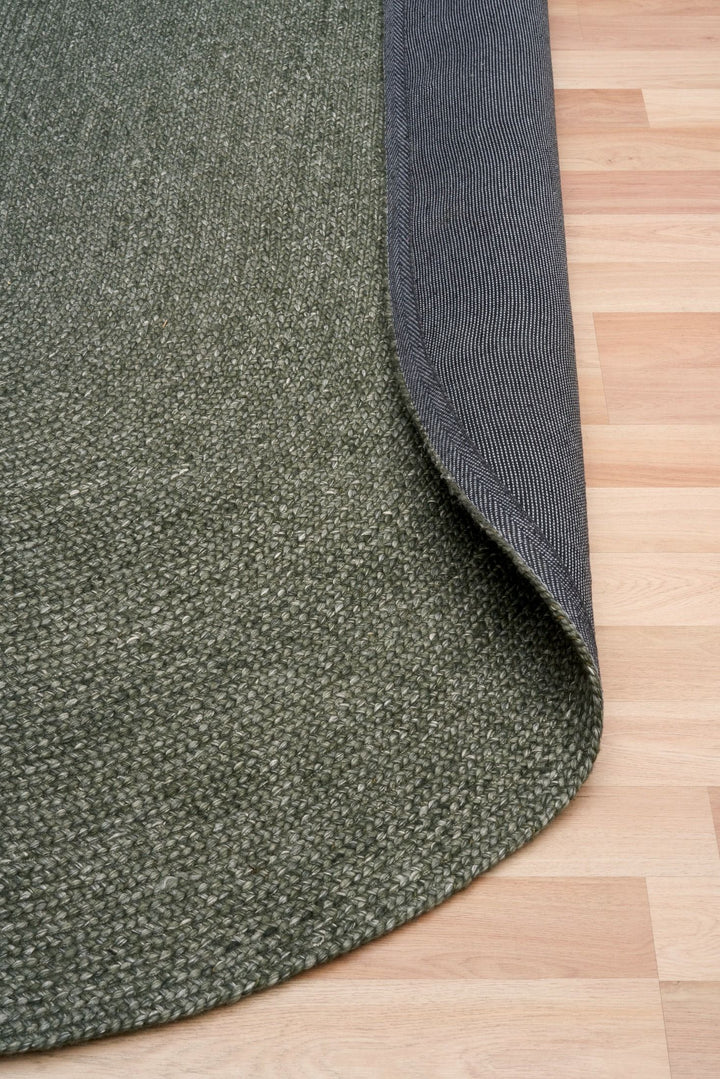 Cora Olive Round Wool Rug