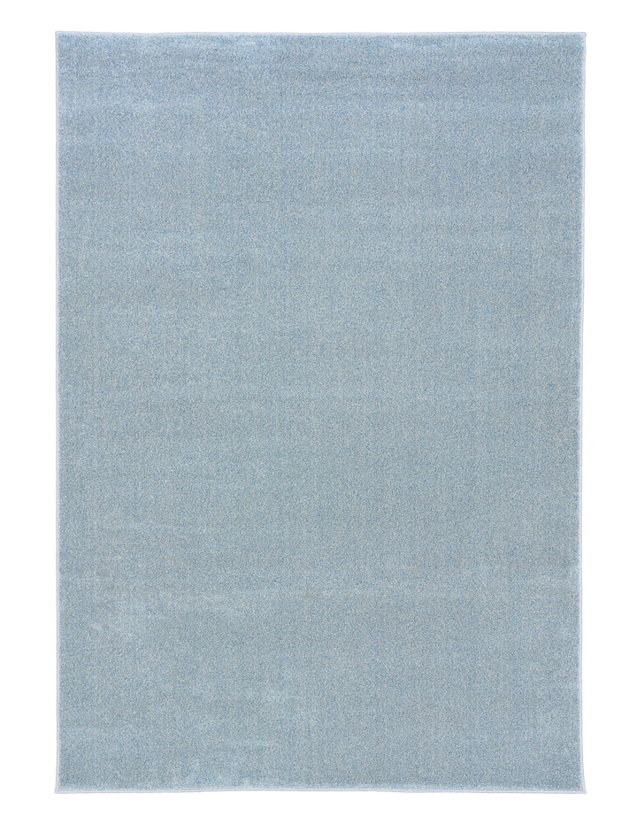 Light blue rectangular rug displayed flat on a black background.