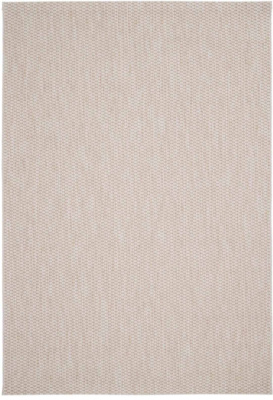 Top-down view of an ivory-beige flat-woven area rug with a tight basketweave texture and clean, borderless edges.