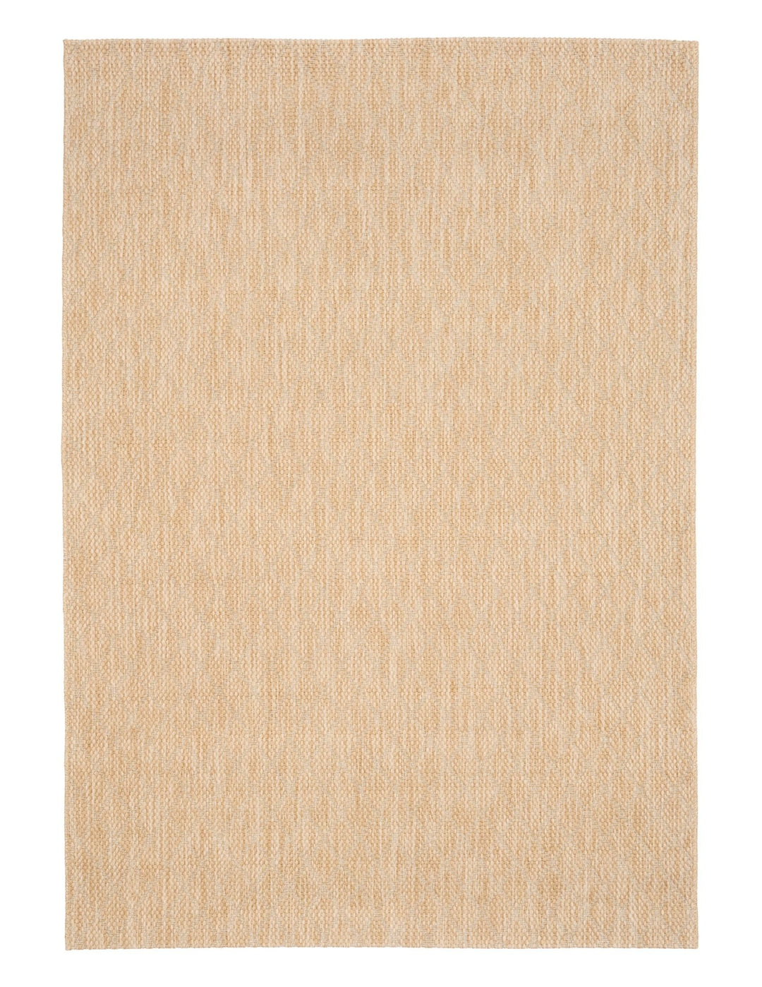 Full top-down view of a beige woven rug with a subtle diamond lattice pattern on a white background.