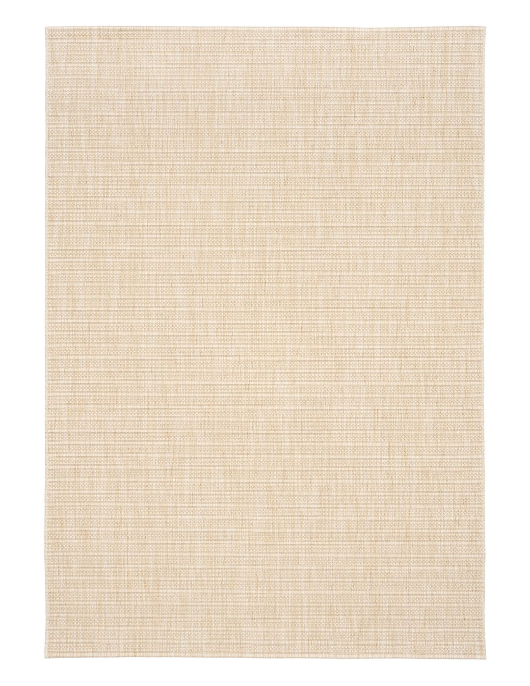 Ivory flat-woven rug with subtle basketweave, squared corners, borderless, on a black backdrop.