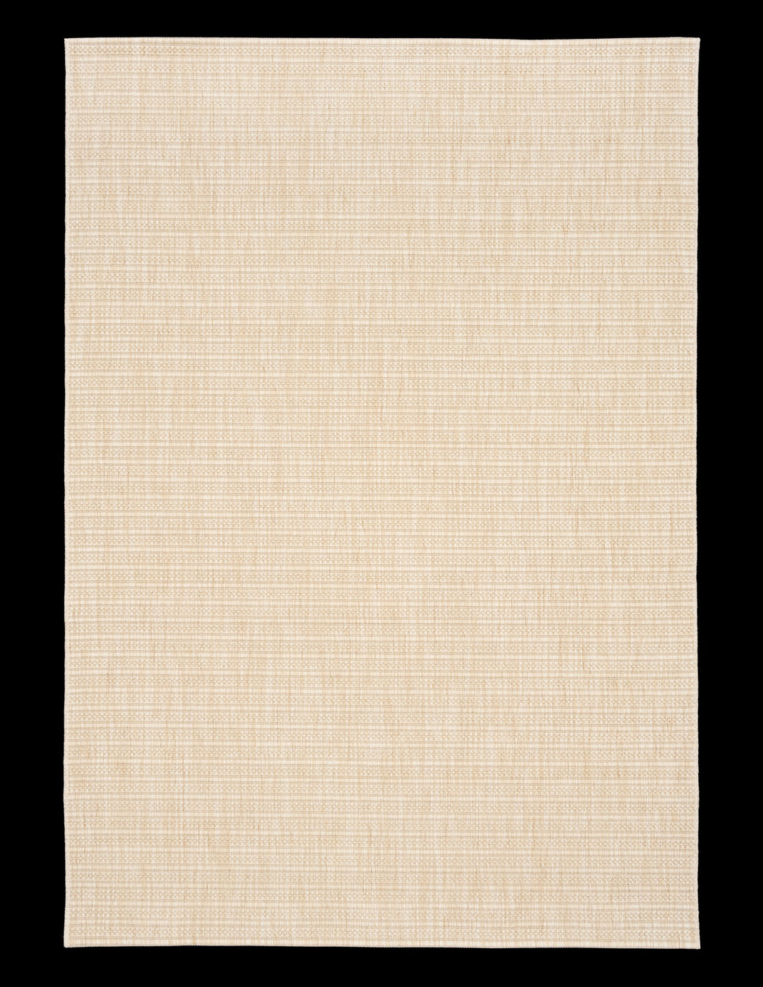 Top-down view of beige woven rug with subtle diamond lattice on white background.