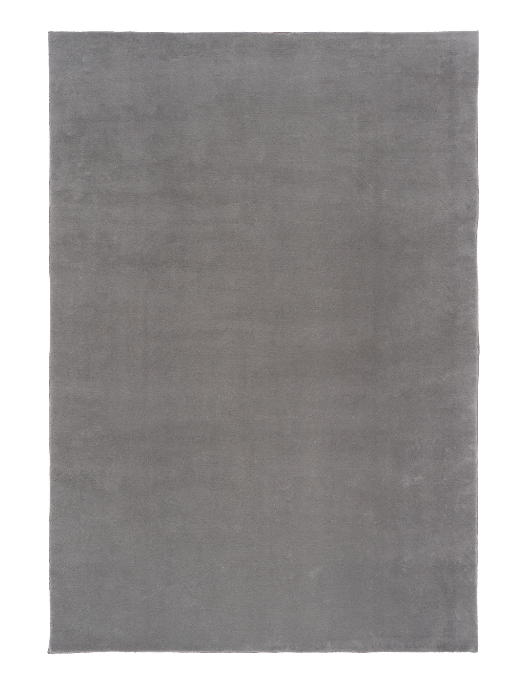 A flat grey rug with clean edges shown in a top-down view.