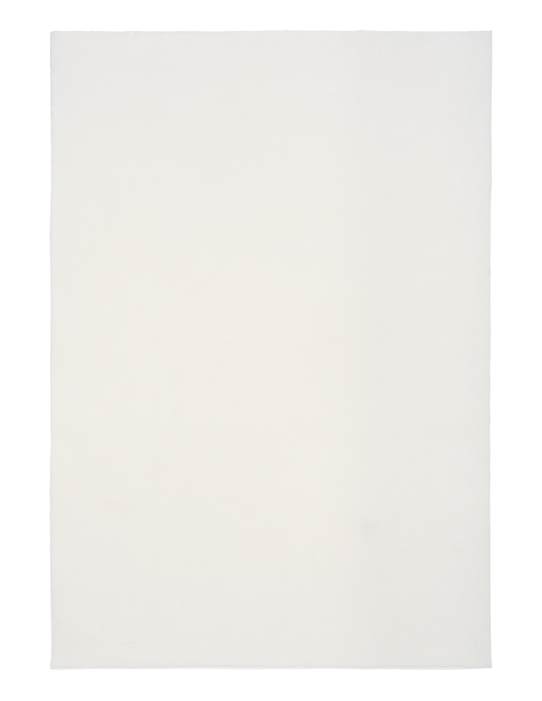A flat white rug with clean edges shown in a top-down view.