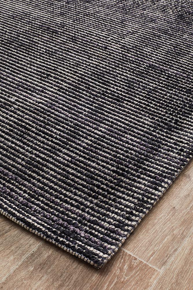 Allure Black rug corner detail highlighting premium cotton rayon construction, textured pile, loop