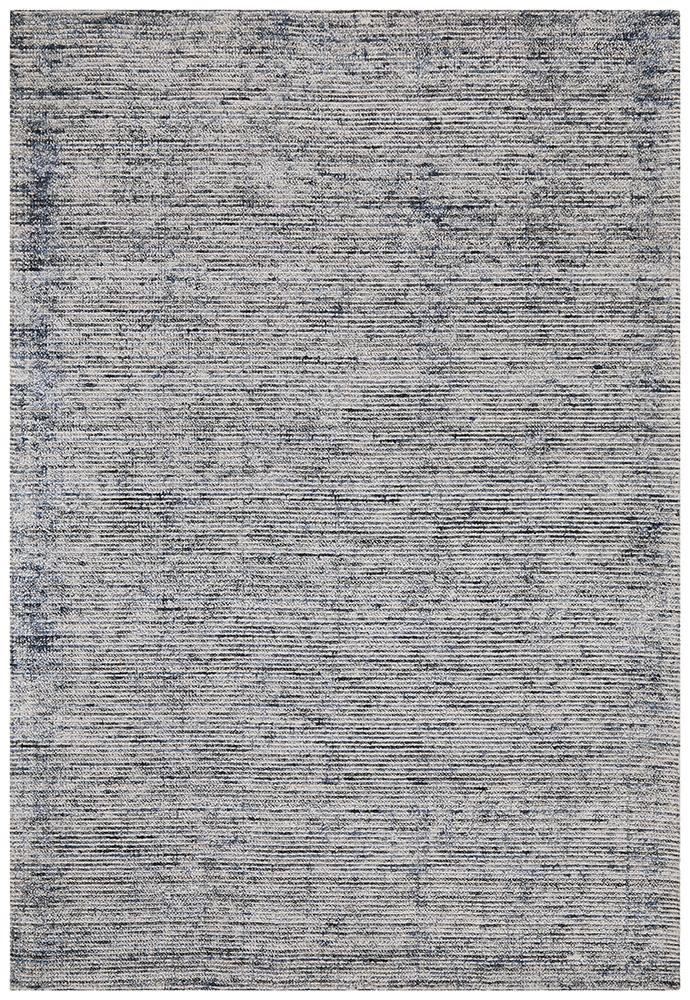Full view of Allure Indigo cotton rayon rug displaying a textured plie indigo colourway. Trends Rugs Mill Park an surrounding suburbs