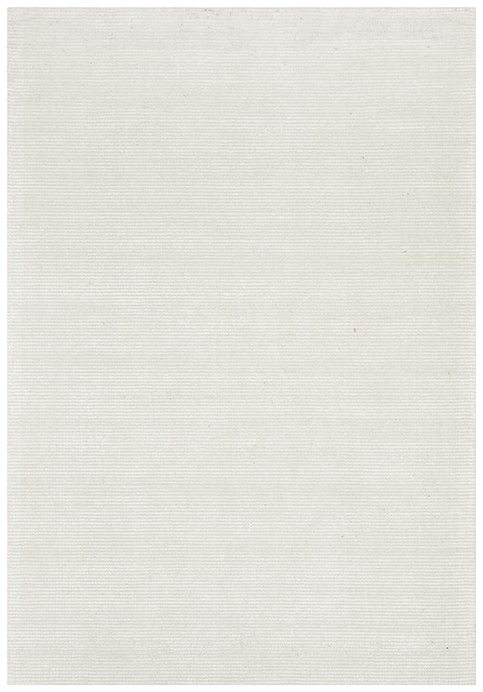 Full view of Allure Ivory cotton rayon rug displaying timeless ivory colourway.  Trends Rugs Mill Park