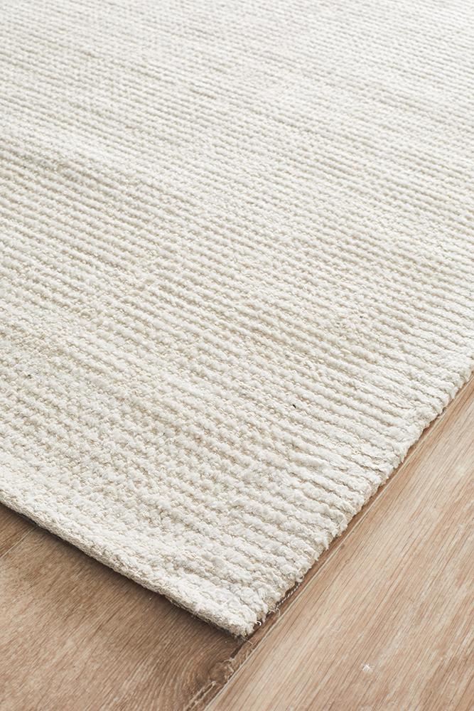 Allure Ivory rug corner detail highlighting premium cotton rayon construction
