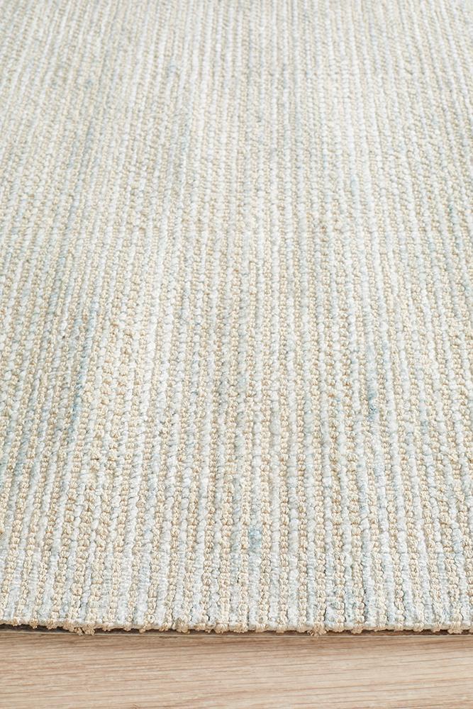 Allure Sky cotton rayon rug on hardwood floor showing natural fiber texture. mill park rug store