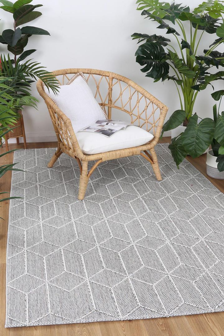 Villa Totori Ash Geometric Flatweave Rug