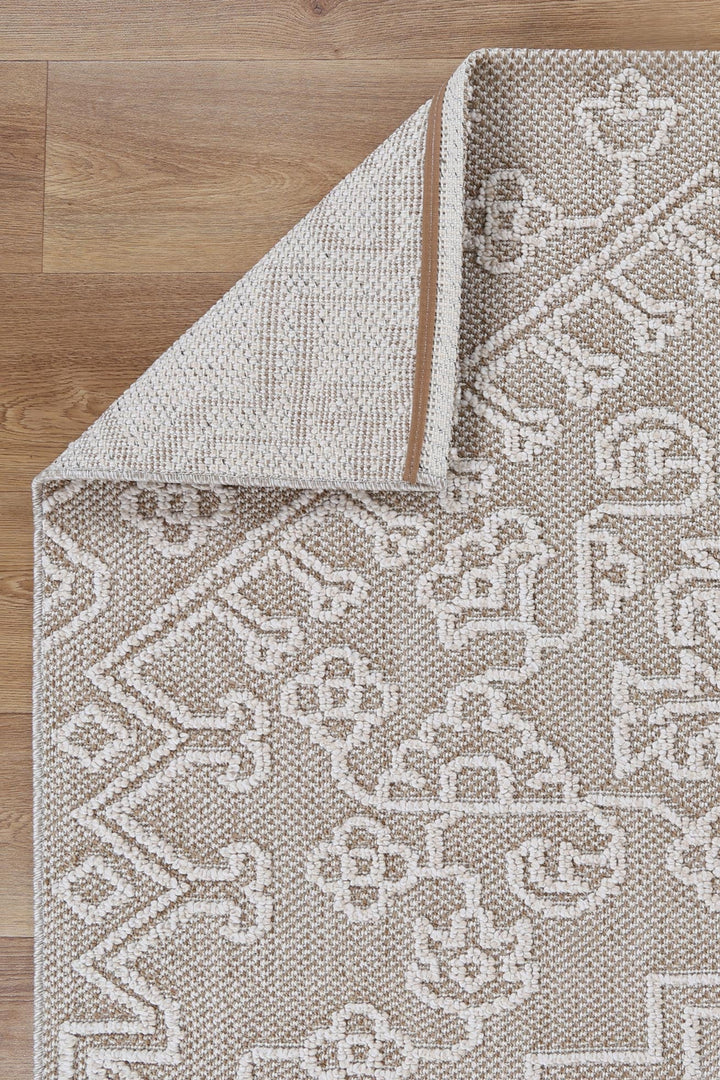 Villa Waita Beige Tribal Flatweave Rug
