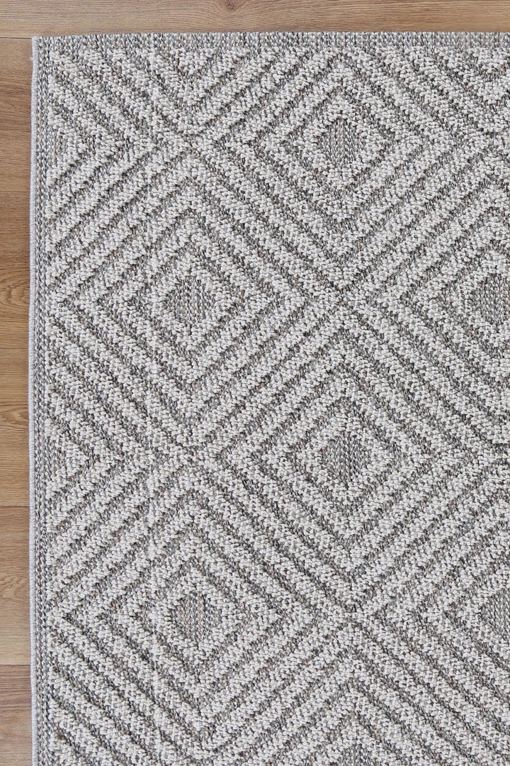 Villa Fugui Grey Geometric Flatweave Rug