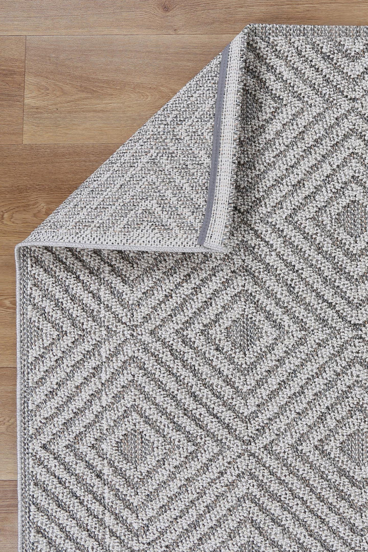 Villa Fugui Grey Geometric Flatweave Rug