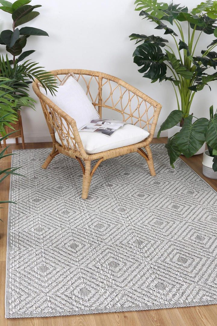 Villa Fugui Grey Geometric Flatweave Rug