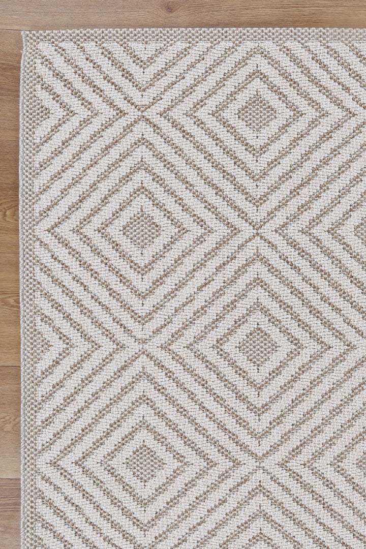Villa Wickham Beige Geometric Flatweave Rug