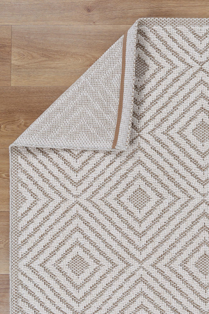 Villa Wickham Beige Geometric Flatweave Rug