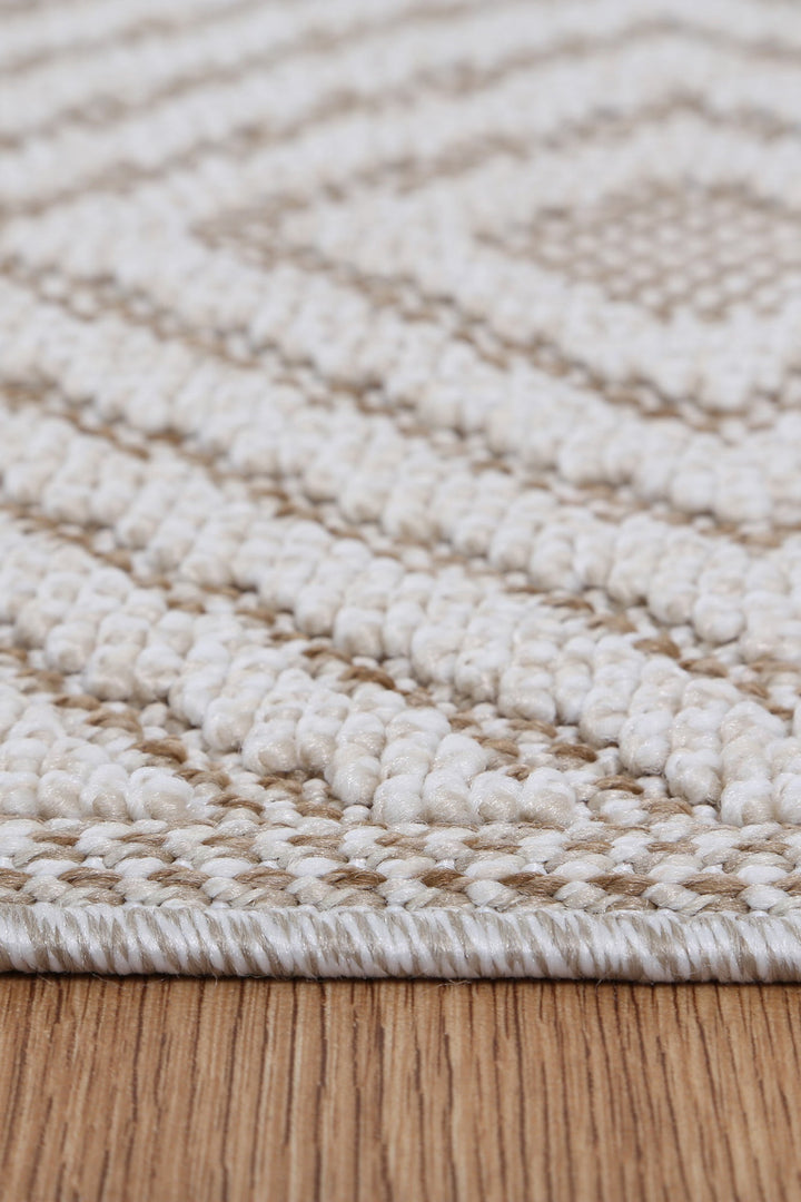 Villa Wickham Beige Geometric Flatweave Rug